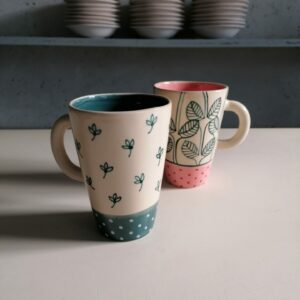 MUG OTTANIO e ROSA h14cm set 2 pezzi