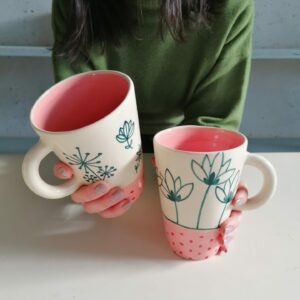 MUG ROSA h14cm set 2 pezzi