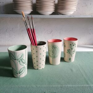 BICCHIERINO VERDE/ROSA h10cm set 4 pezzi