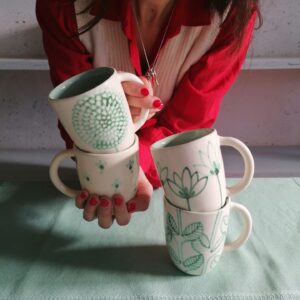 TAZZA DA CAPPUCCINO VERDE h9cm set 4 pezzi