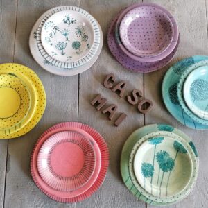 SET DA 6 PORTATE MIX COLORE piano ø27cm - fondo ø22cm - frutta ø19cm