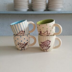 SET 4 TAZZINE CAFFÈ VERDI/CELESTI h6cm