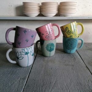 MIXED COLOUR TEA CUP h10cm set of 6