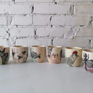 TABLE GLASS WATER WINE MIXED DECOR set of 6