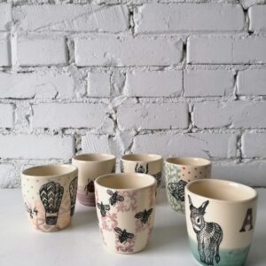 TABLE GLASS WATER WINE MIXED DECOR set of 6