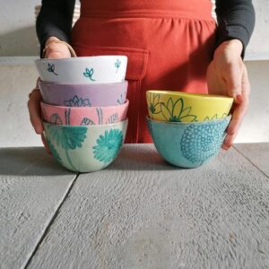 MIXED COLOUR CEREAL CUP h7cm set of 6